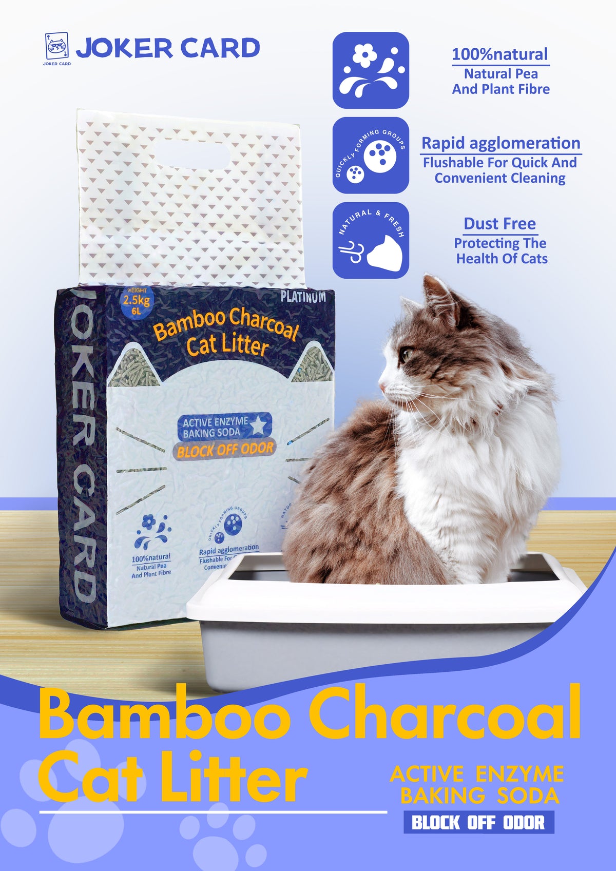 Jokercard TOFU Cat Litter 2.6L -Mixed Tofu Cat Litter-Activated Carbon Cat Litter